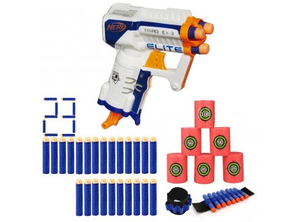 Nerf Elite Triad EX-3 XD A1690 + 20 šípů + páska na ruku + terče