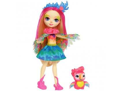 Mattel panenka Enchantimals Peeki Parrot + beanbag Sheeny FJJ21