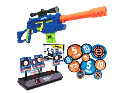 Buzz Bee Ultra-Tek - Master Tek Sniper 48803 + elektronický terč 3 cíle + 12 šípů accustrike C0162