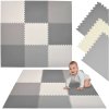 Humbi Velká vzdělávací podložka Tlusté pěnové puzzle 180 x 180 x 1 cm XXL 9 dílků 62 x 62 x 1 cm Barva šedá krémová grafitová krémově šedá