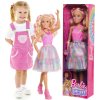 Velká blonďatá panenka Barbie 70 cm v módní barevné kravatové kreaci, pohyblivé ruce a hlava