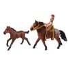 Sada 2 figurek Kůň a hříbě v ohradě + Jezdec