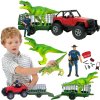 Sada dinosaurů, vozidlo s přívěsem, figurka lovce Savage Dino Adventure sound