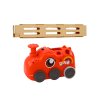 Červené dinosauří auto na baterie Uspořádání barevného domina 4 barvy bloků
