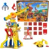 Tlapková patrola Rubble a jeho posádka Rubble&Crew Bark Yard Crane Tower Velký jeřábový set 60 cm Žlutý buldozer s figurkou a kinetickým pískem + příslušenství Zvuk