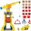 Tlapková patrola Rubble a jeho posádka Rubble&Crew Bark Yard Crane Tower Velký jeřábový set 60 cm Žlutý buldozer s figurkou a kinetickým pískem + příslušenství Zvuk