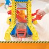 Tlapková patrola Rubble a jeho posádka Rubble&Crew Bark Yard Crane Tower Velký jeřábový set 60 cm Žlutý buldozer s figurkou a kinetickým pískem + příslušenství Zvuk