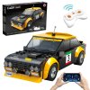 CaDA Building Blocks Závodní auto na dálkové ovládání 20 cm černé Fiat Abarth 131 Vozidlo 216 dílků RC Dual Mode