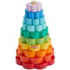 Barevná pyramida třídič Dřevěná skládačka Věž Květiny 10 dílků