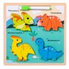 Dřevěná vzdělávací tabule 2v1 Puzzle Dinosauři + Fix