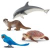 Schleich Sada Ara Hyacintový + Mořská želva + Delfín + Vydra