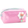 Pouzdro Na Tužky Kosmetická Taštička Mašle Třpytivé Částečky Růžová