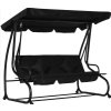 Zahradní Houpačka Pro Čtyři Houpací S Stříškou Volně Stojící Černá