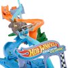 Hot Wheels Racerverse Jurassic World Crash & Splash Mořský Dinohon autodráha + vozidlo