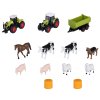 Velká Sada Farma Claas ohrada 3 zemědělské stroje figurky zvířat + doplňky