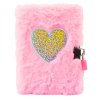 Plyšový deník Se zámkem a 2 klíči Srdce Růžový A6 80 listů