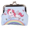 Dětská peněženka Jednorožec Duha Modrá Kovové zapínání 10x9cm