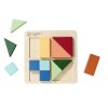 Montessori Barevné Dřevěné Puzzle Čtverce Trojúhelníky Obdélníky 13 Prvků