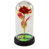 Věčná krystalová růže ve skleněné kopuli s LED osvětlením červená 21x11cm