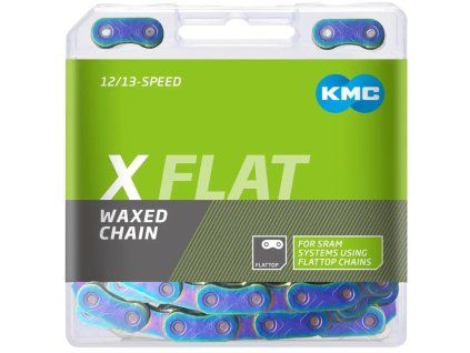 ŘETĚZ KMC X-FLAT AURORA MODRÝ WAXED BOX