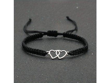 cerny naramek se 2 srdci |SURPRISE-BOX.cz
