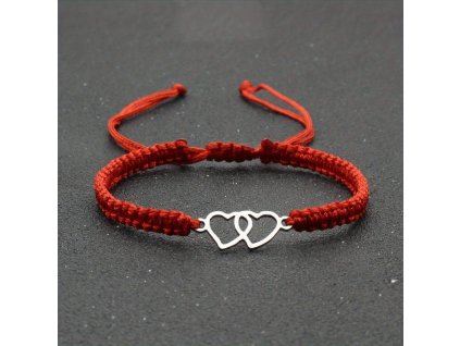 Náramek shamballa s dvojitým srdcem