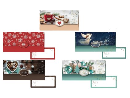 Vánoční obálka na peníze mix 5 ks