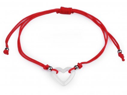 Náramek shamballa s keramickým srdíčkem červený | Surprise-box.cz