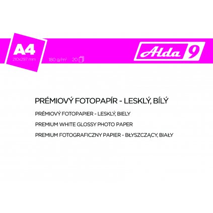 Fotopapír A4 180 g/m2, premium lesklý, bílý (Kusy 500 listů)