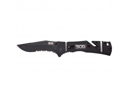 SOG Trident Elite- Part Serr, Blk TiNi