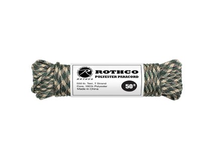 Rothco Šnúra PARACORD polyester 550LB 15m 4mm WOODLAND