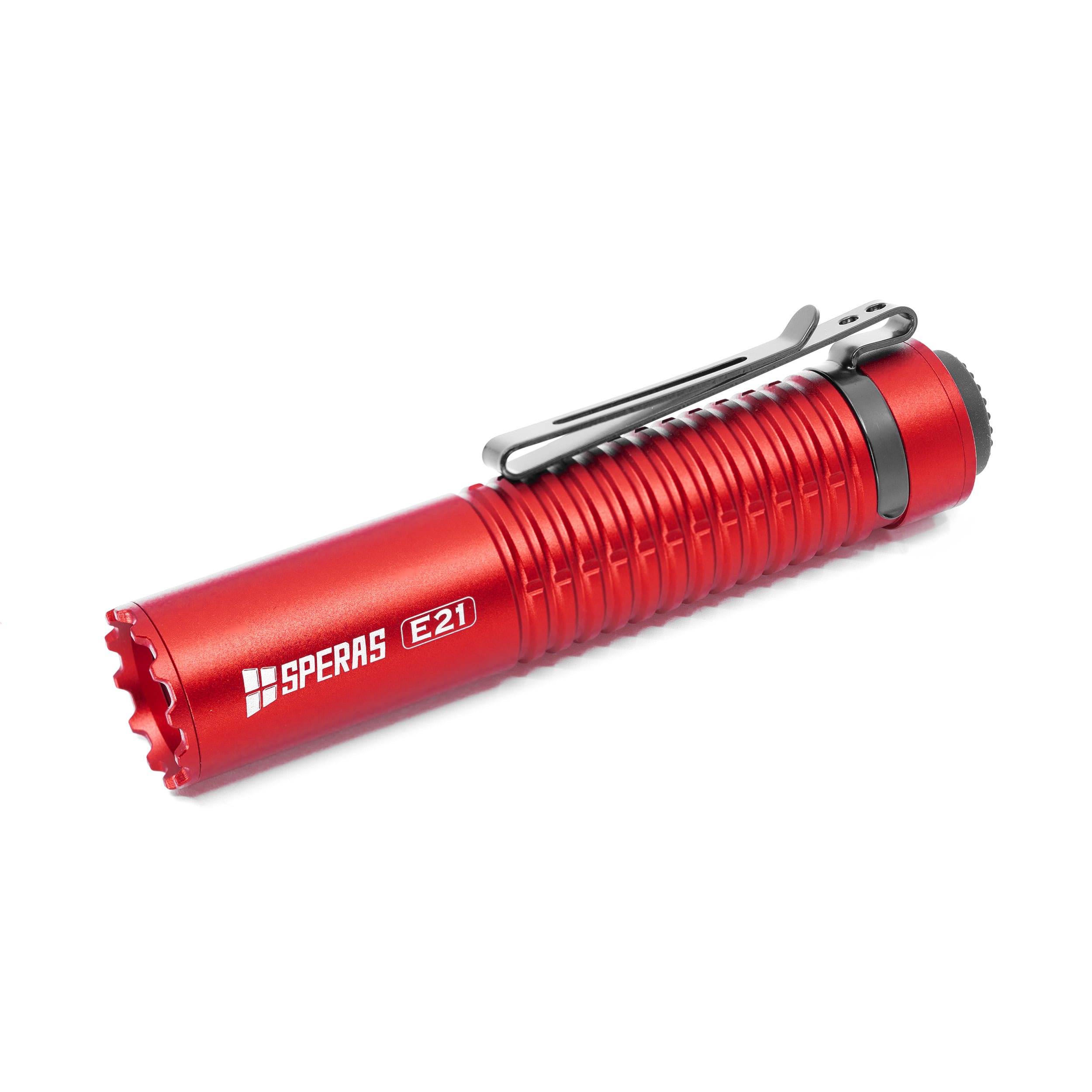 Svietidlo E21 dobíjacie, kompaktné, 2000 lúmenov, 322 metrov, IP68 ČERVENÉ