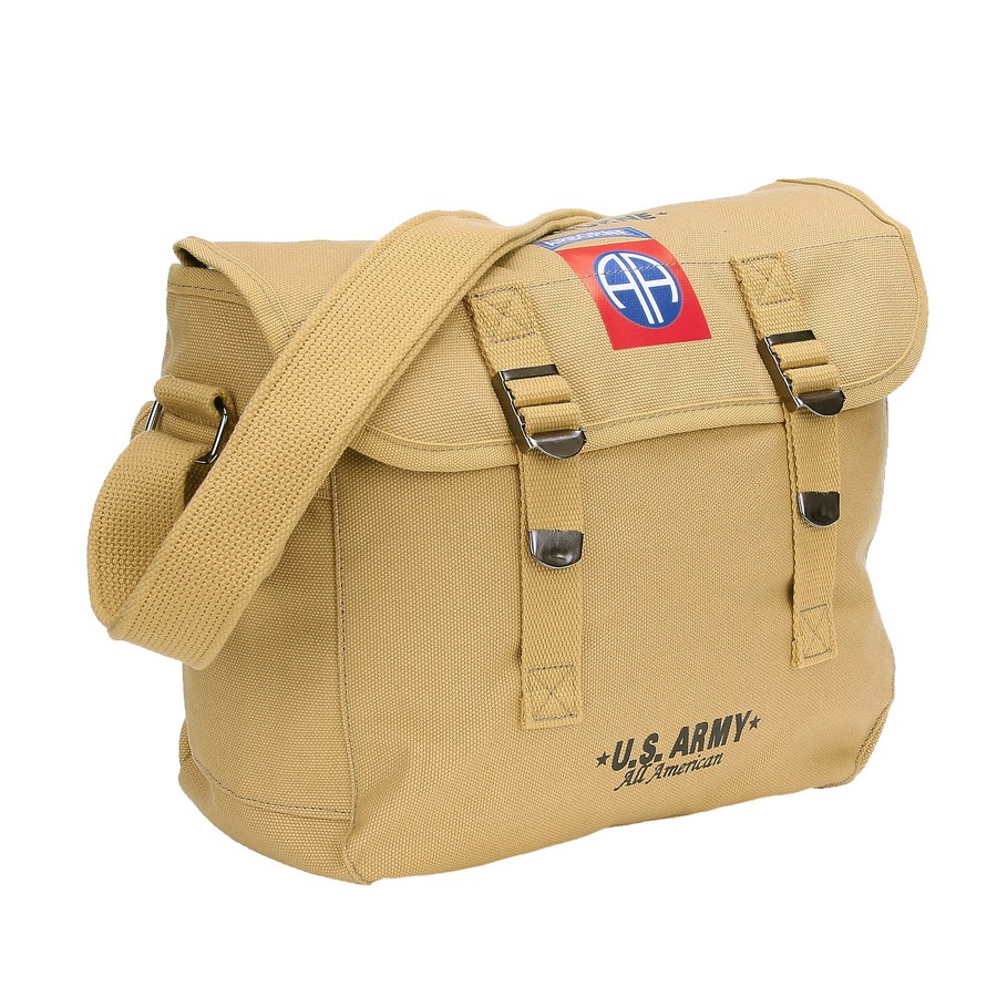 Taška cez rameno 82nd AIRBORNE WWII plátená PIESKOVÁ