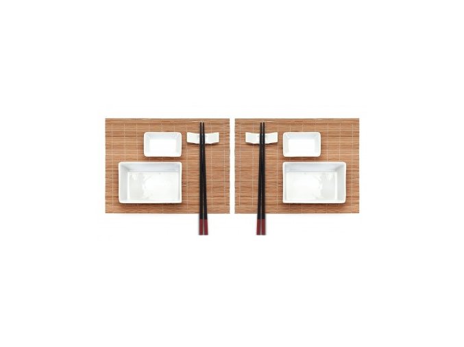 Súprava na servírovanie sushi - keramika, bambus