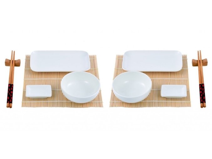 Sada na servírovanie sushi - porcelán, bambus