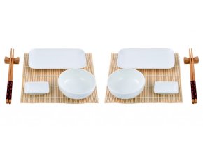 Sada na servírovanie sushi - porcelán, bambus