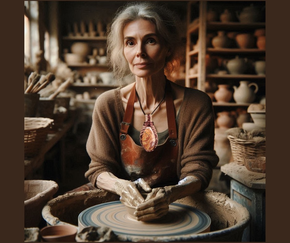 Jaspis žilný – šperk pro hrnčířku