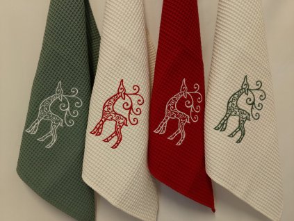 Vyšívané vianočné utierky JELENČEK