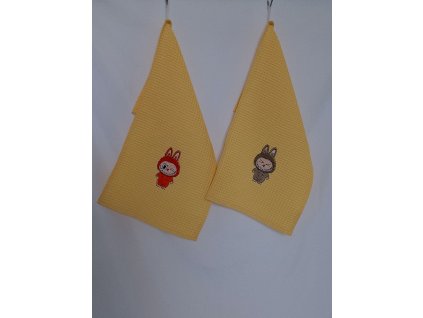 Detský uteráči z vafloviny LABUBU - žltý