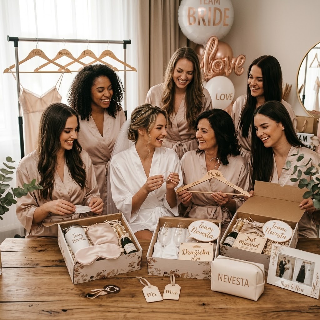 Darčekové boxy pre nevestu a družičky: Elegantné prekvapenia na rozlúčku so slobodou 🎁
