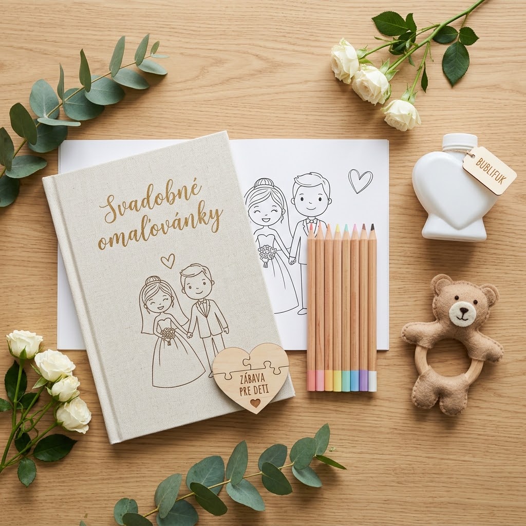Detský kútik na svadbe: Kompletný sprievodca, nápady na aktivity a svadobné omaľovánky 🎨🧸