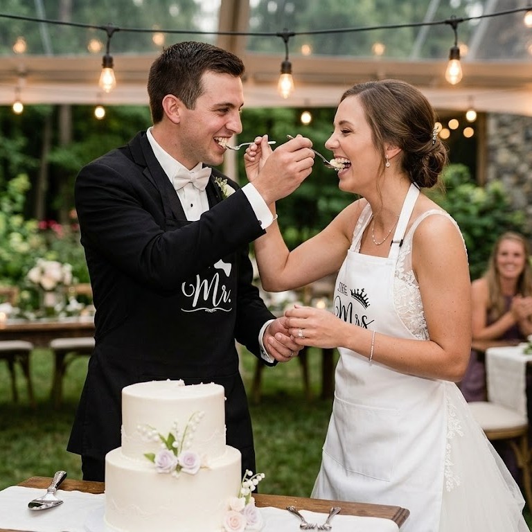 Kuchynské zástery Mr. & Mrs.: Dokonalý svadobný dar aj záchrana pri torte! 🍰👰🤵