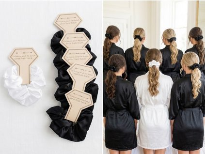 Sada gumičiek na rozlúčku so slobodou 1 biela a 6 čiernych pre družičky