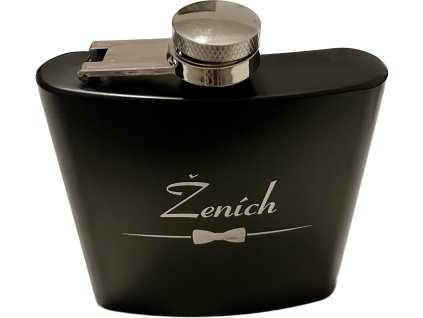 Svadobná nerezová ploskačka pre ženícha s kresbou motýlika