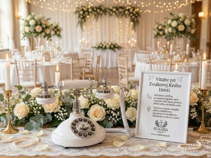 zvukova kniha hosti biely retro telefon svadba