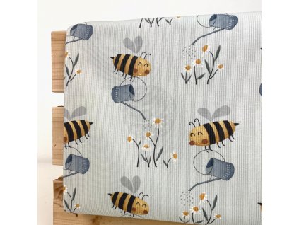 Úplet – Žebrovaný úplet - Včelky s konvičkou Švadlenka Madlenka