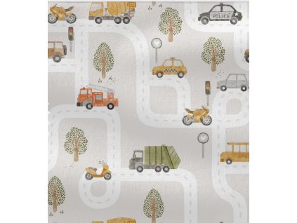 Úplet – Žebrovaný úplet -Auta ve městě Švadlenka Madlenka