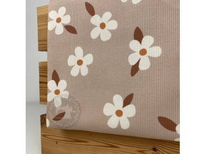 Teplákovina – Teplákovina - Květy na béžové Švadlenka Madlenka