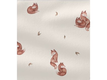 Úplet – Žebrovaný úplet - Lišky na béžové Švadlenka Madlenka