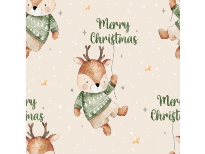 Úplet – Žebrovaný úplet - Jelínek šťastné Vánoce Švadlenka Madlenka